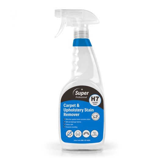Super Professional H7 Carpet & Upholstery Stain Remover – 750ml spray bottle for effective stain removal.