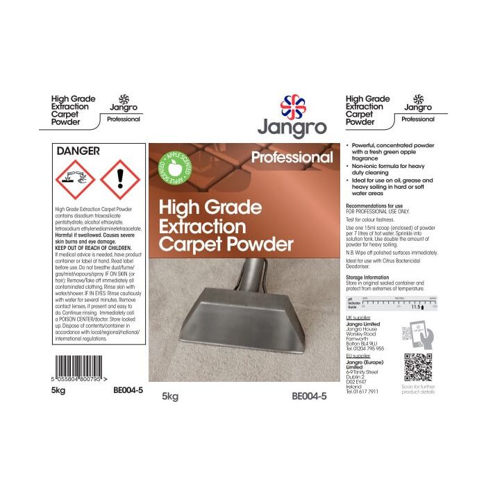 Jangro High Grade Extraction Powder 5kg - BE004-5 | Heavy-Duty Carpet Cleaner