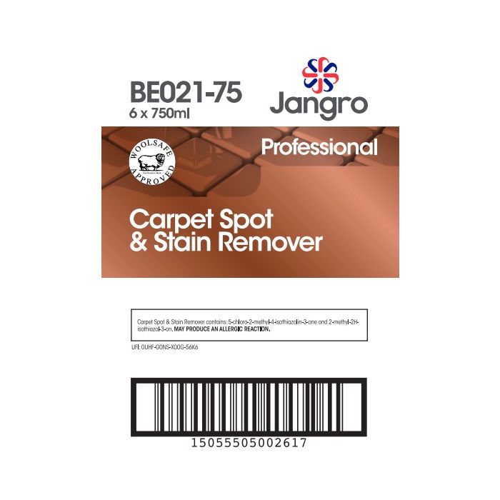 Jangro Carpet Spot & Stain Remover 750ml – BE021-75 | Fast-Acting Carpet Cleaner