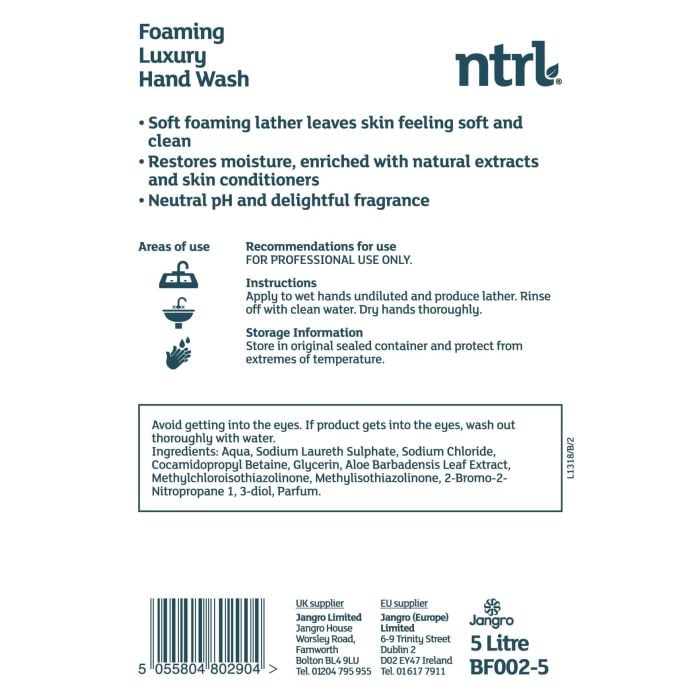 Jangro NTRL Foaming Luxury Hand Wash 5L - BF002-5 | Eco-Friendly Blueberry Hand Soap