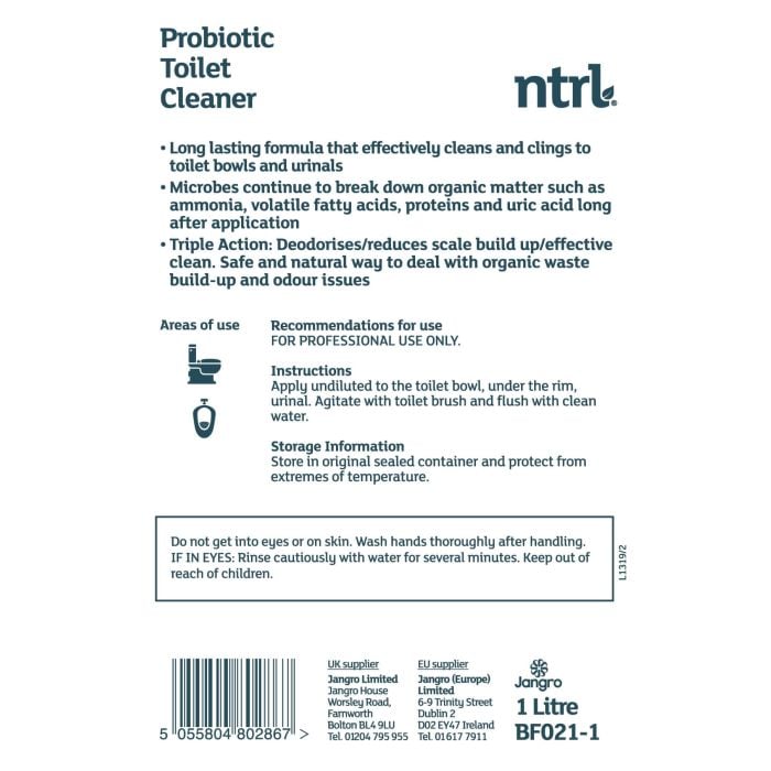 Jangro NTRL Probiotic Toilet Cleaner 1L - BF021-1 | Eco-Friendly Toilet Cleaner