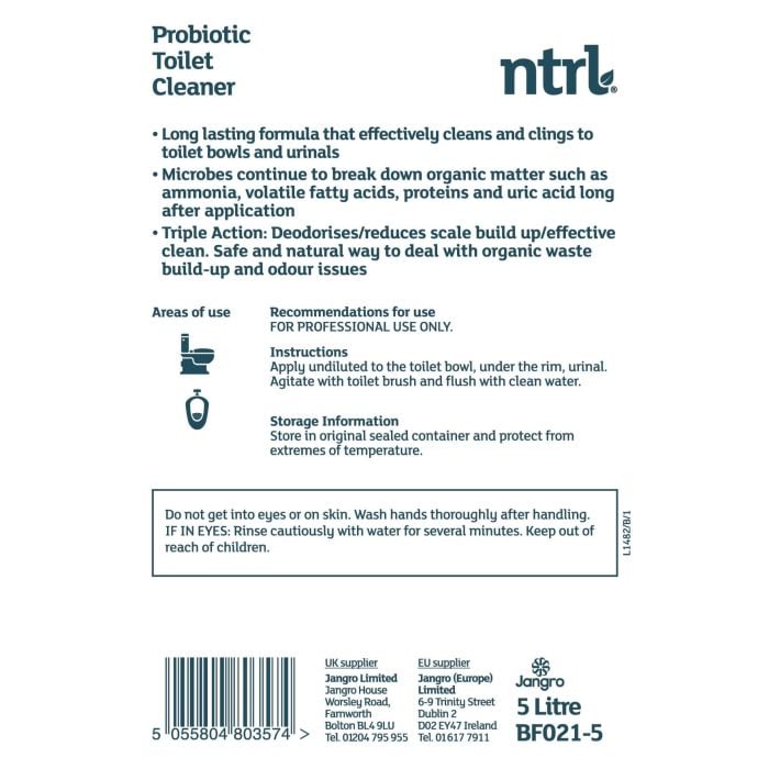 Jangro NTRL Probiotic Toilet Cleaner 5L - BF021-5 | Eco-Friendly Biological Formula