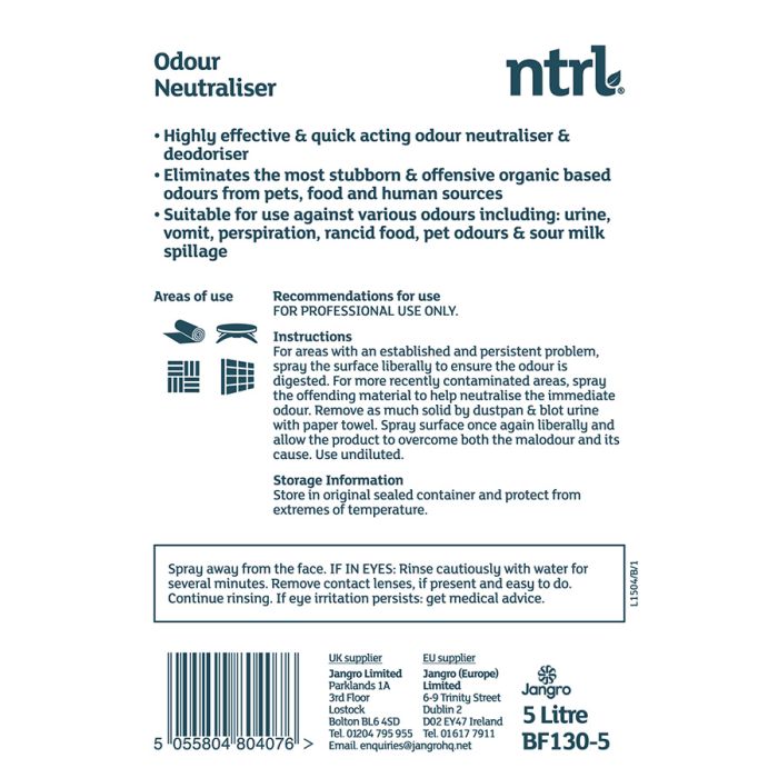 Jangro NTRL Odour Neutraliser 5L - BF130-5 (JA0031) | Eco-Friendly Odour Control
