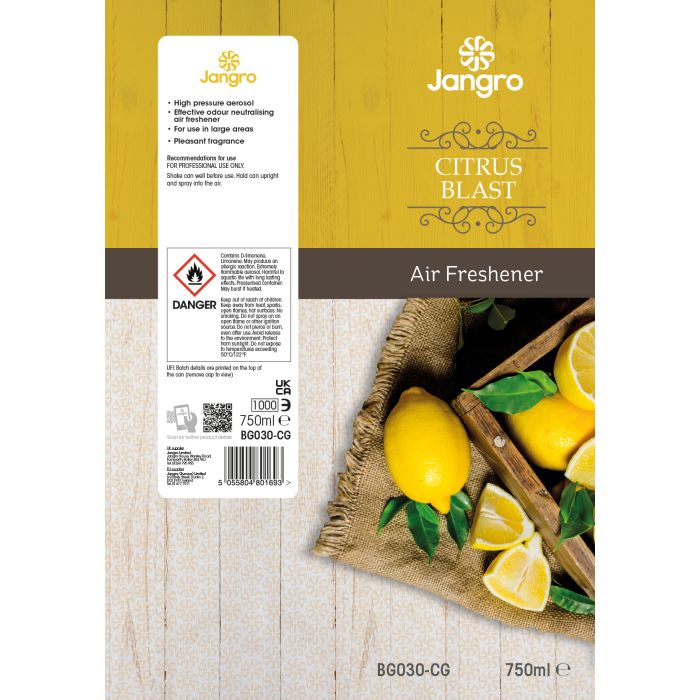 Jangro Blast Aerosol Citrus 750ml - BG030-CG | Air Freshener Spray