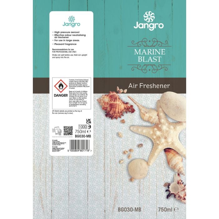 Jangro Blast Aerosol Marine Breeze 750ml - BG030-MB | Air Freshener Spray