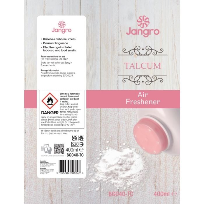 Jangro Talcum Air Fresh 400ml - BG040-TC | Aerosol Air Freshener Spray
