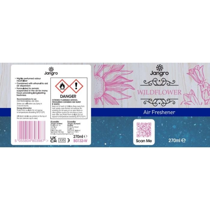 Jangro Air Freshener 270ml Wildflower - BG132‑W | Long‑Lasting Aerosol Freshener