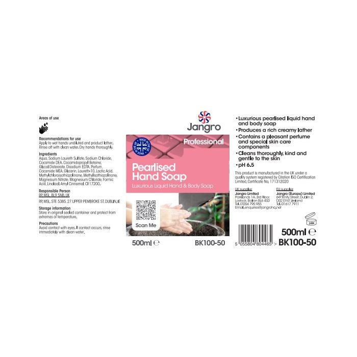 Jangro Pearlised Soap 500ml BK100-50