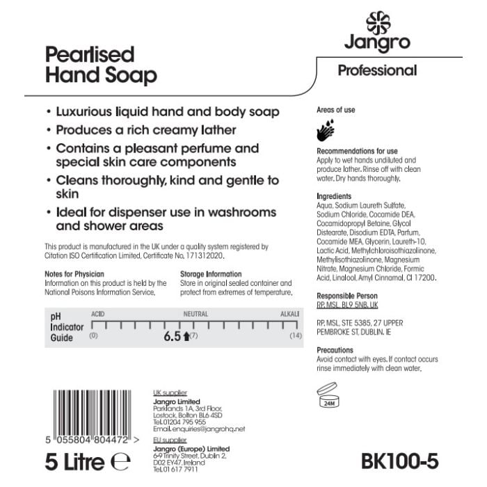 Jangro Pearlised Soap 5L BK100-5