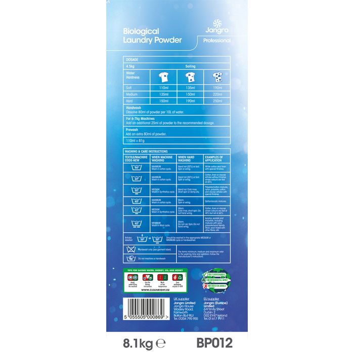 Jangro Biological Laundry Powder 100 Wash - BP012 | Tough on Stains, Gentle on Fabrics