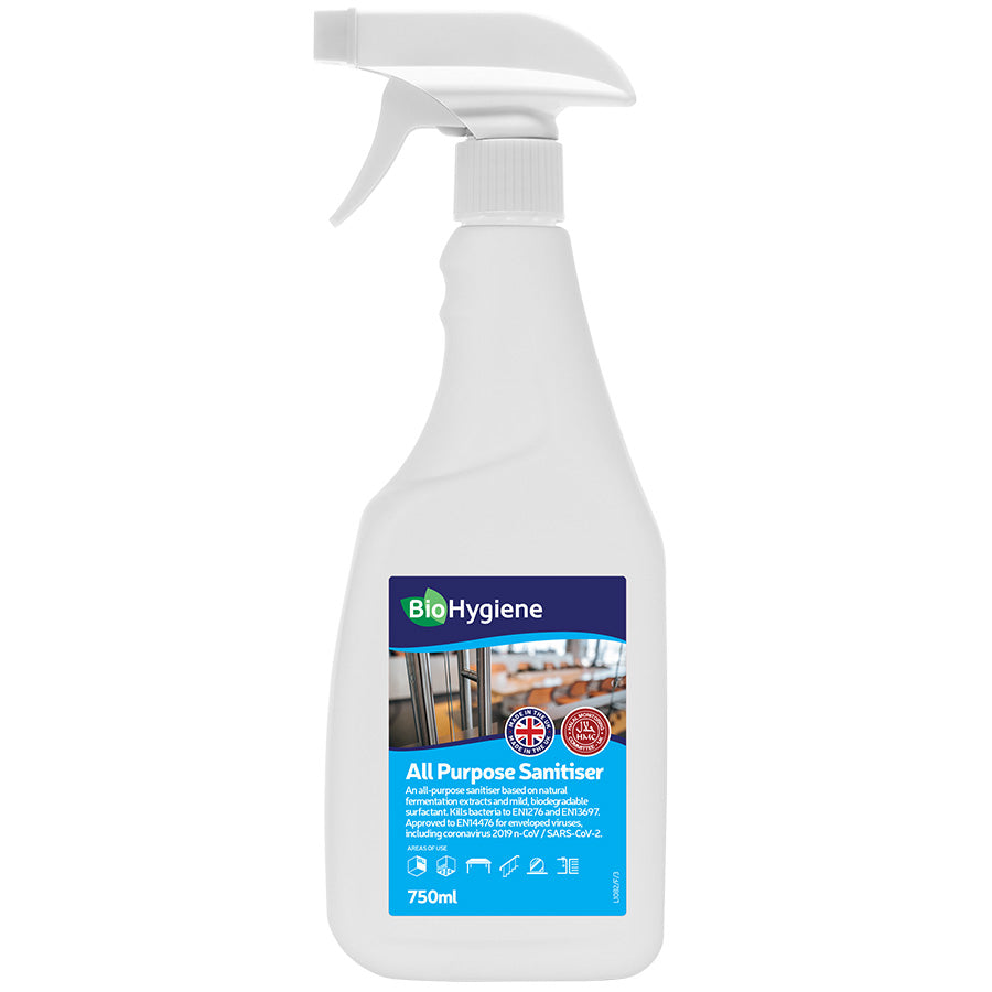 BioHygiene All Purpose Sanitiser Fragranced RTU 750ml | Quad-Action Eco Cleaner