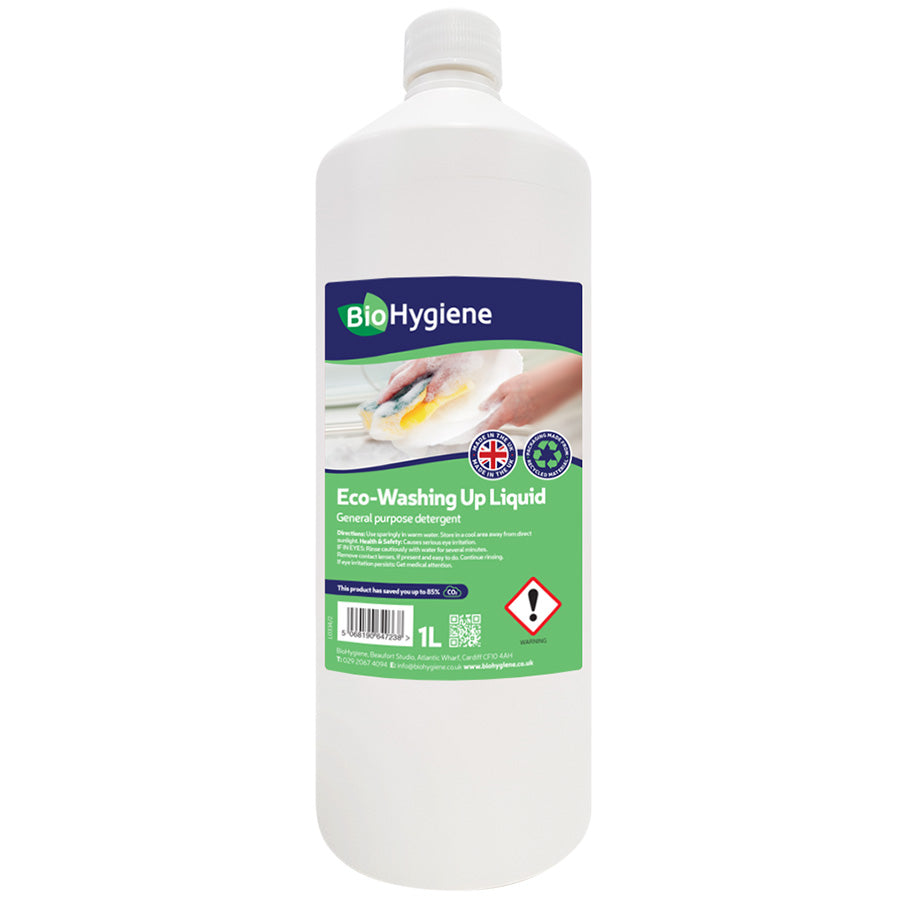 BioHygiene Eco Washing Up Liquid 1L | Plant-Based, Grease-Cutting Formula