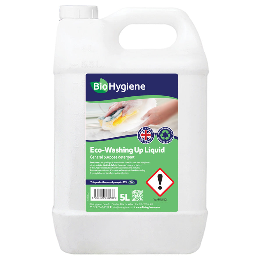 BioHygiene Eco Washing Up Liquid 5L | Plant-Based, Grease-Cutting Formula