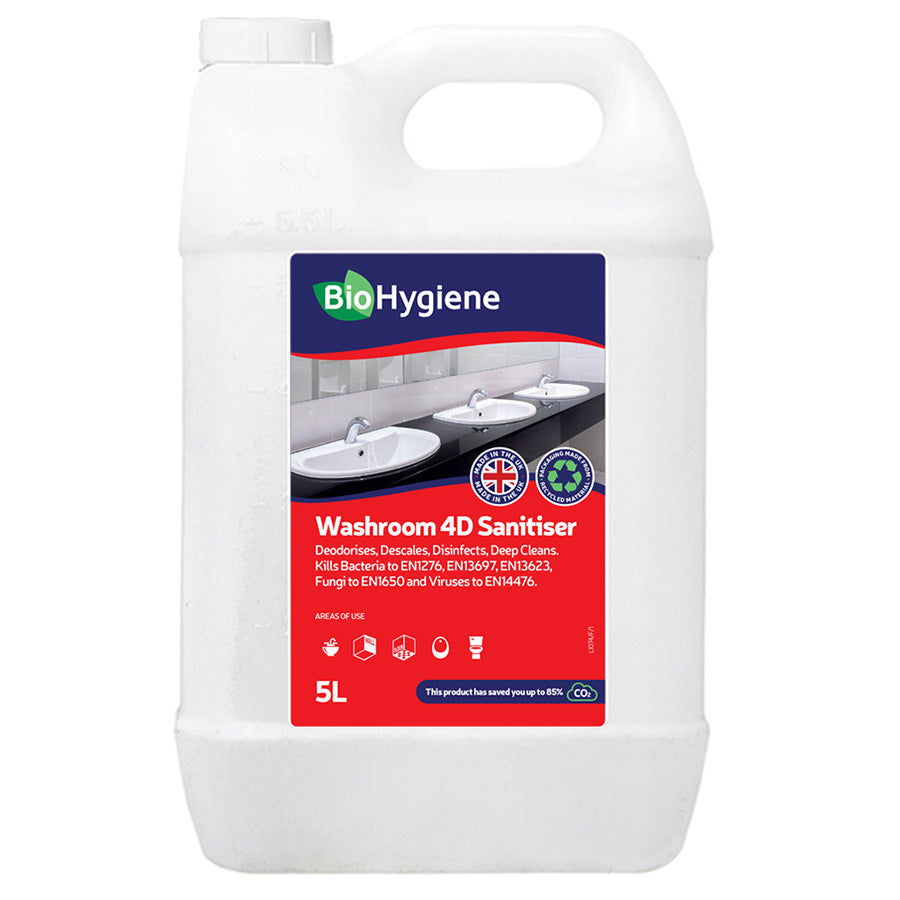 BioHygiene Washroom 4D Sanitiser 5L | Quad Action Eco-Friendly Cleaner