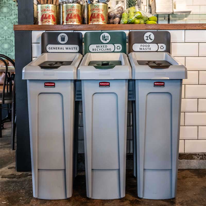 Slim Jim 3-Stream Recycling Station CB370 | General, Mixed & Food Waste Bin