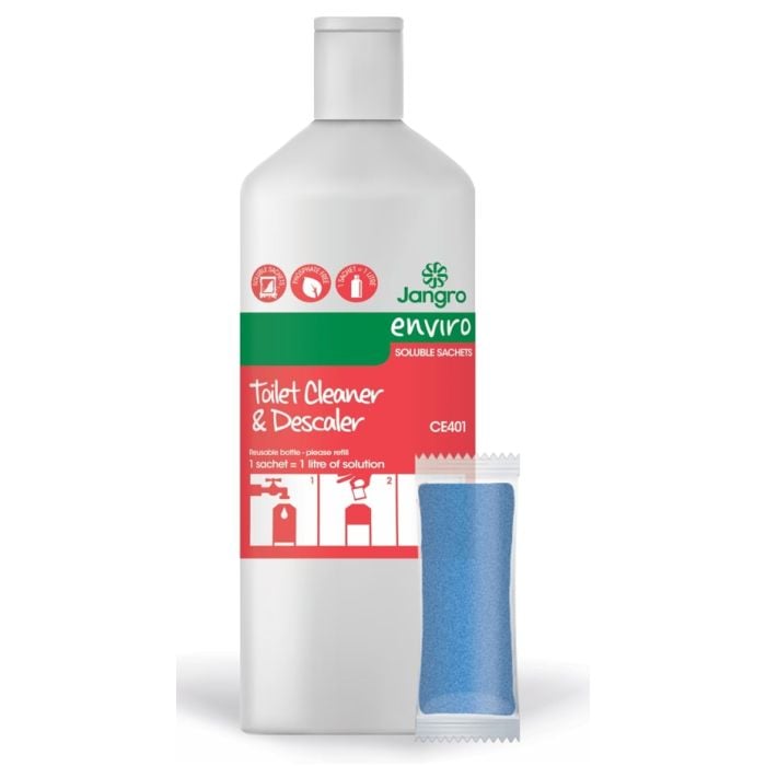 Jangro Enviro Toilet Cleaner & Descaler - CE401-C | Eco-Friendly Sachet & Bottle Kit