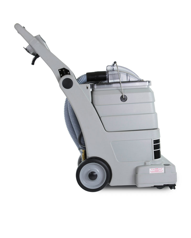 Prochem Comet Upright Carpet & Upholstery Cleaner - professional cleaning machine with wheels and hose.
