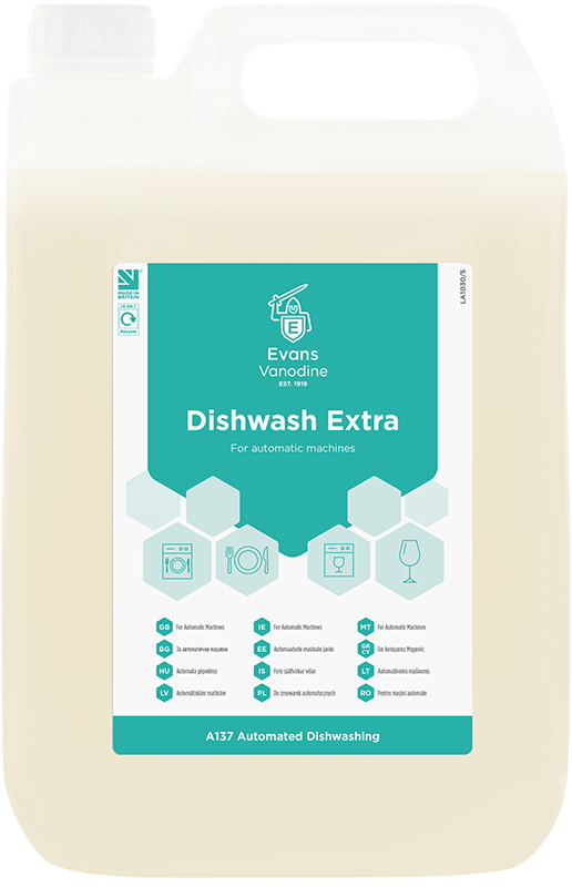 Evans Dishwash Extra 5L - Heavy-Duty Machine Dishwashing Detergent