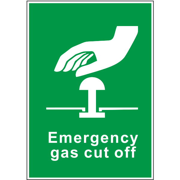 Emergency gas cut off sign RIGID 247x350mm