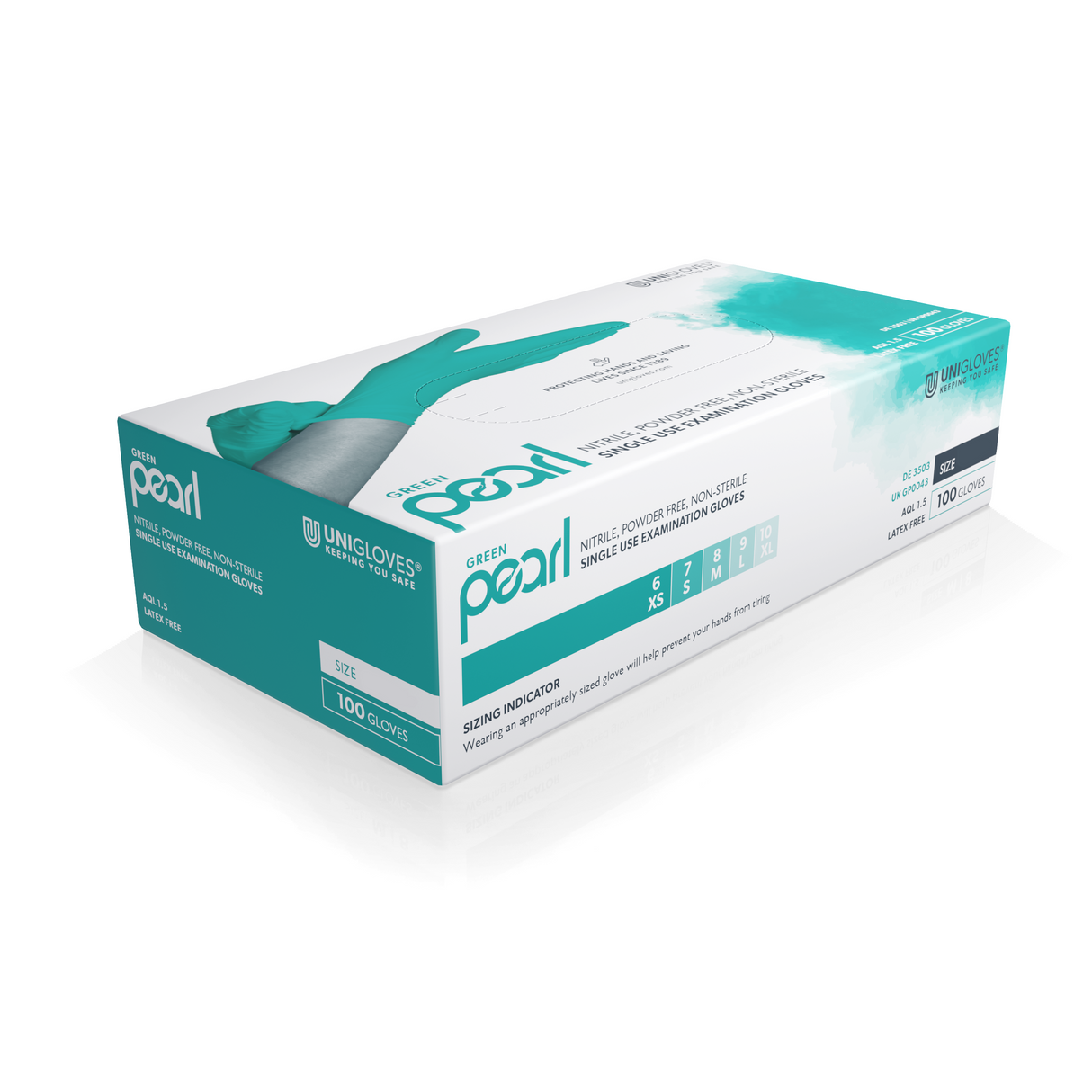 Pearl Green Nitrile Powder Free Glove Medium x 100