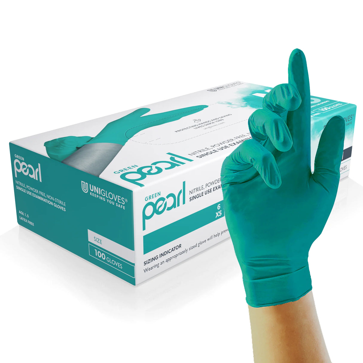 Pearl Green Nitrile Powder Free Glove Medium x 100