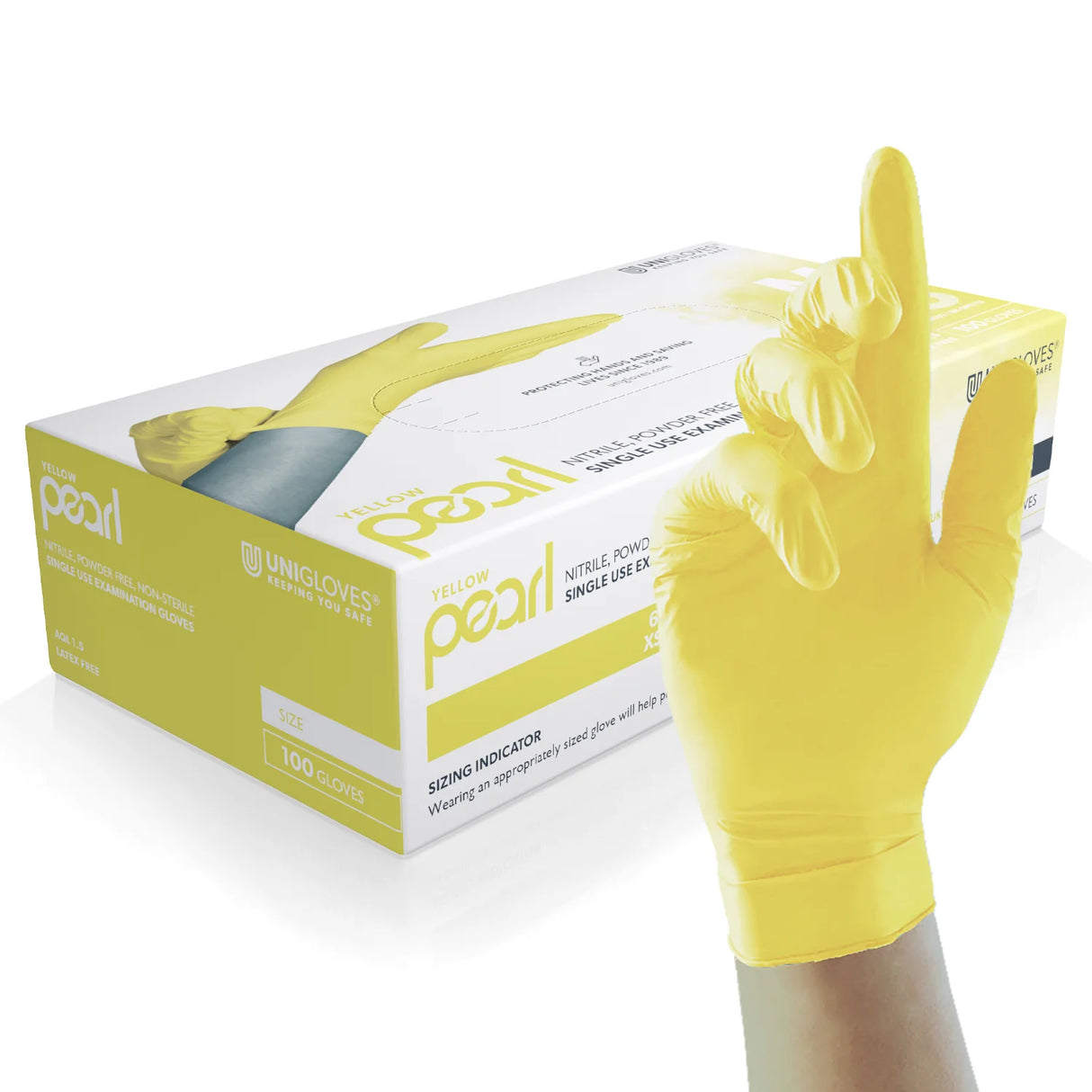 Pearl Yellow Nitrile Gloves - Small, Powder-Free, Box of 100