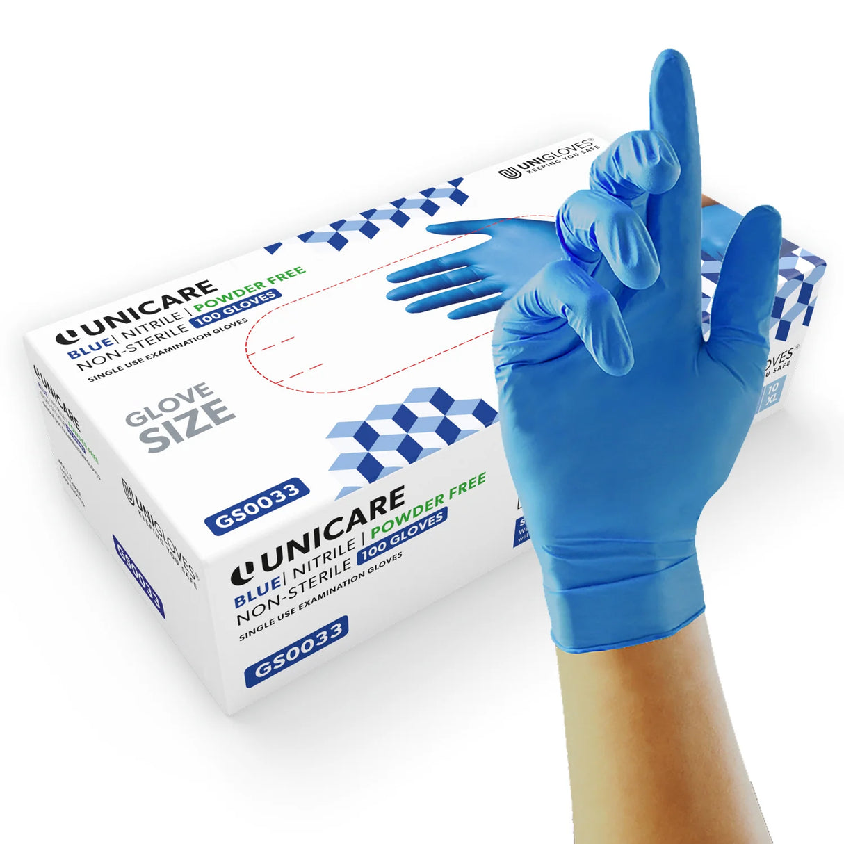 Unicare Blue Nitrile Powder Free Glove Medium x 100 - GS0033