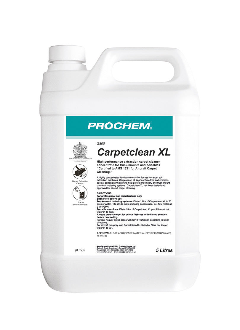 Prochem Carpetclean XL 5L – professional heavy-duty carpet extraction detergent packaging.