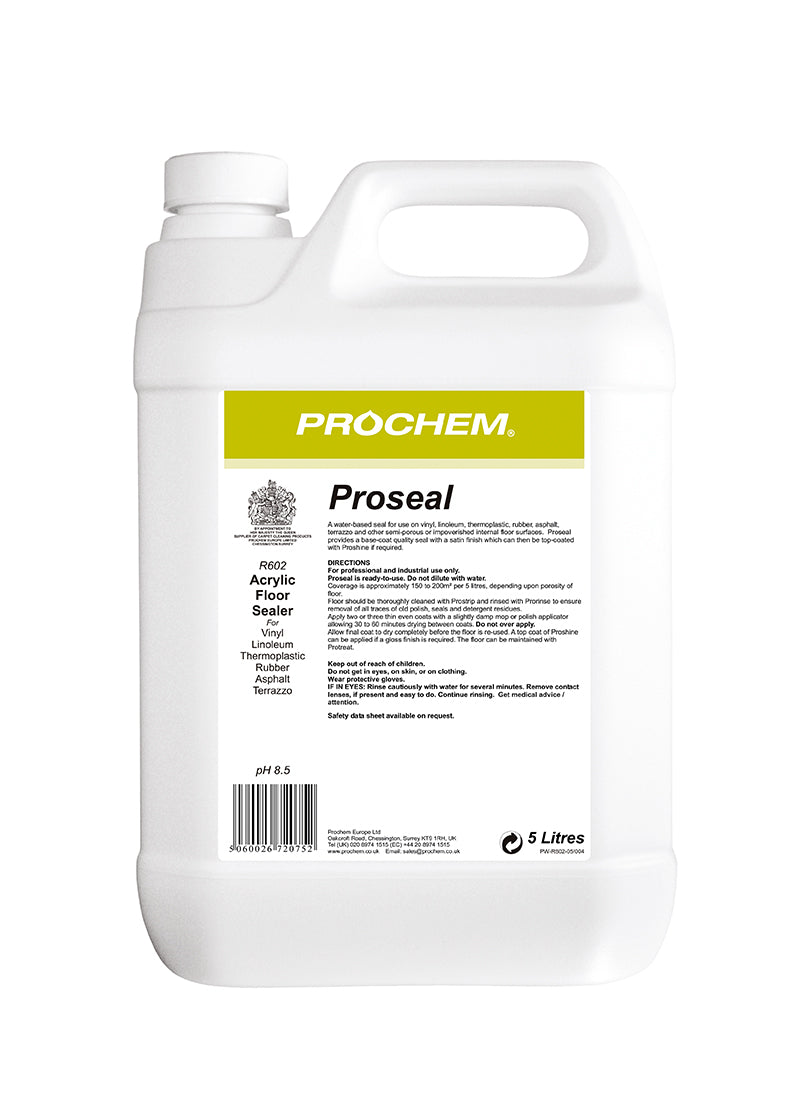 Prochem Proseal 5L – professional floor sealer for hard surfaces with usage instructions.