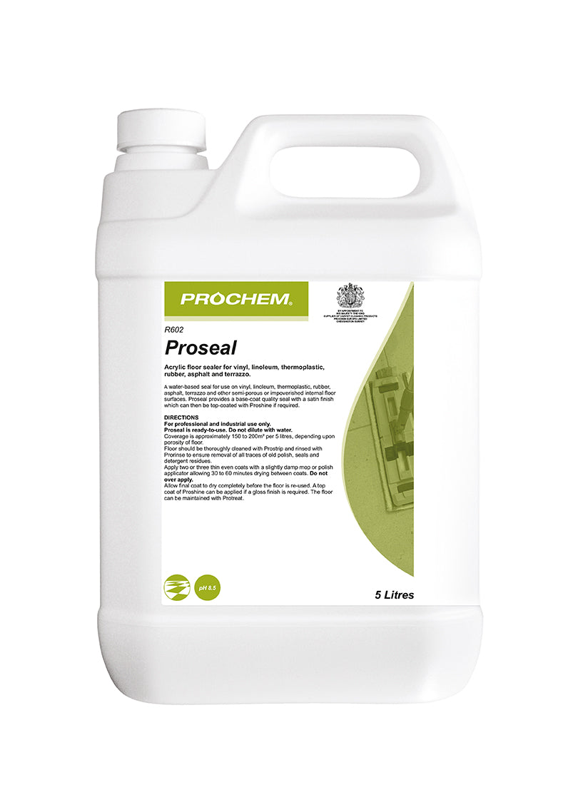 Prochem Proseal 5L - R602‑05, professional floor sealer for hard surfaces with usage instructions.