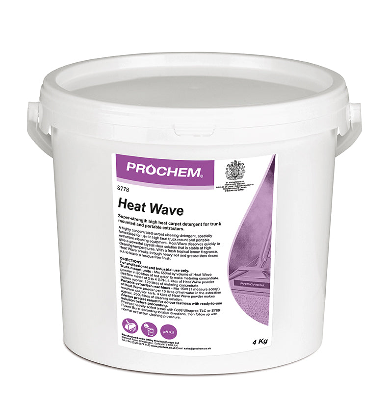 Prochem Heat Wave – professional carpet extraction powder packaging, 4 kg size.