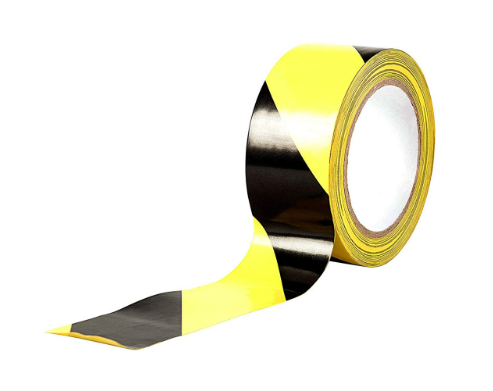 Hazard Warning Tape - Black/Yellow, 33m x 50mm | Safety Marking