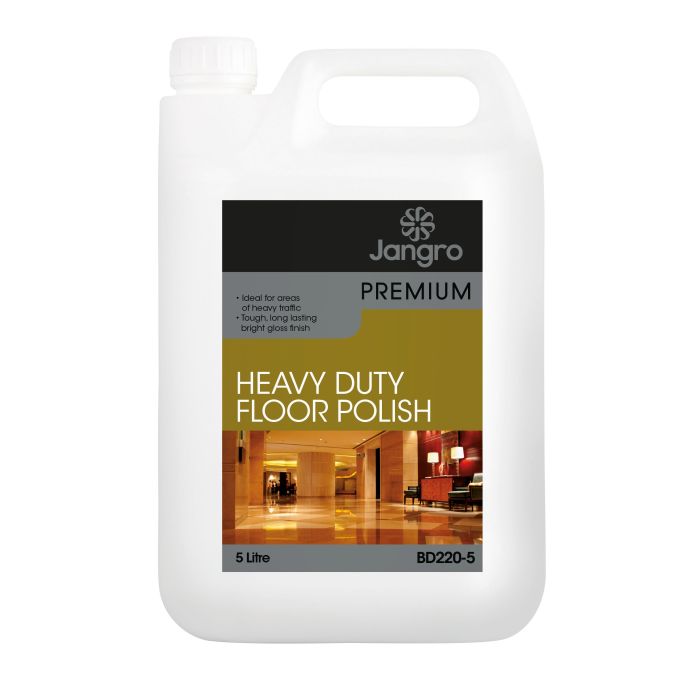 Jangro Premium Heavy Duty Floor Polish 5L – packaging for a floor care product.