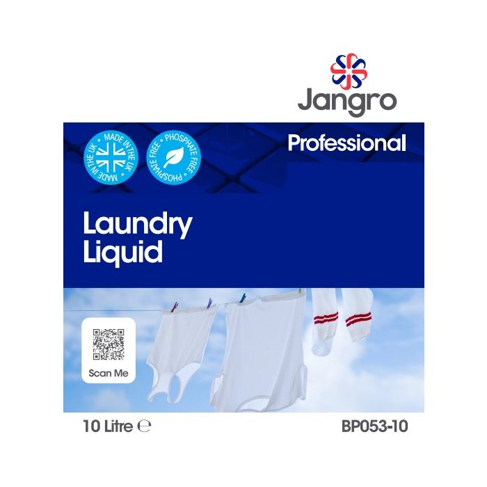 Jangro Premium Non Bio Laundry Liquid 10L - BP053-10 | Sensitive Skin Safe & Powerful Cleaning