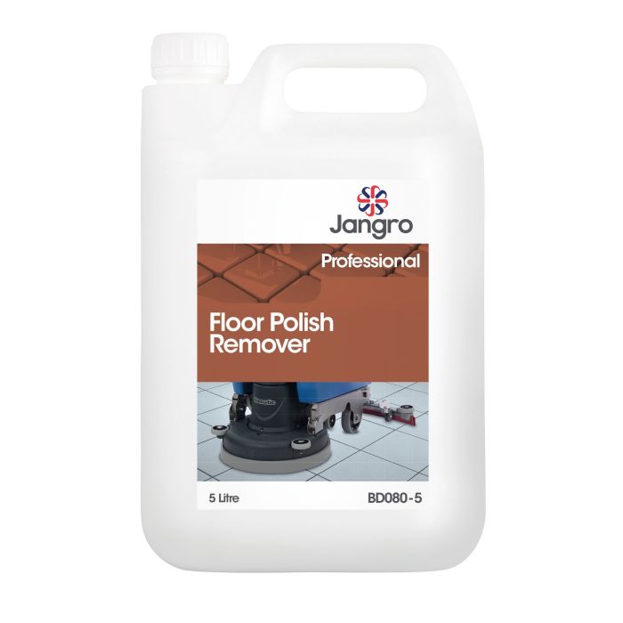 Jangro Floor Polish Remover – 5L bottle for professional floor finish removal.