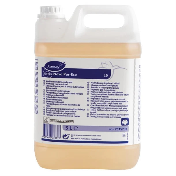 Suma Nova L6 Dishwash Detergent 5L - Heavy-Duty Commercial Cleaner