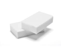Jangro Erase All Pads - White x10, chemical-free cleaning pads stacked together.