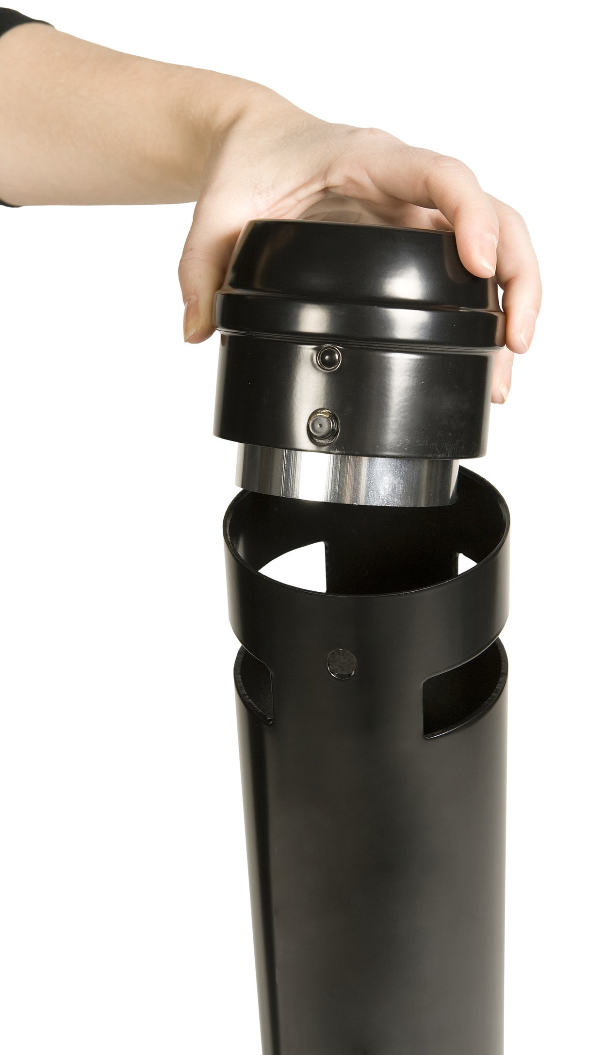 Smoking Ashtray Pole Bin Black - CB216 | Outdoor Cigarette Disposal Bin