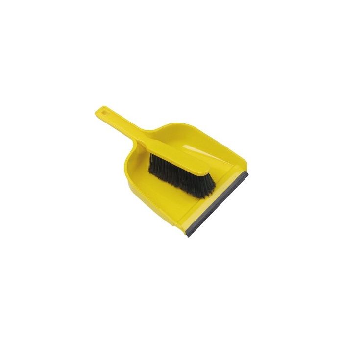 Dust Pan & Brush Set - Stiff Bristles, Yellow, Durable Cleaning Tool | HN071-Y