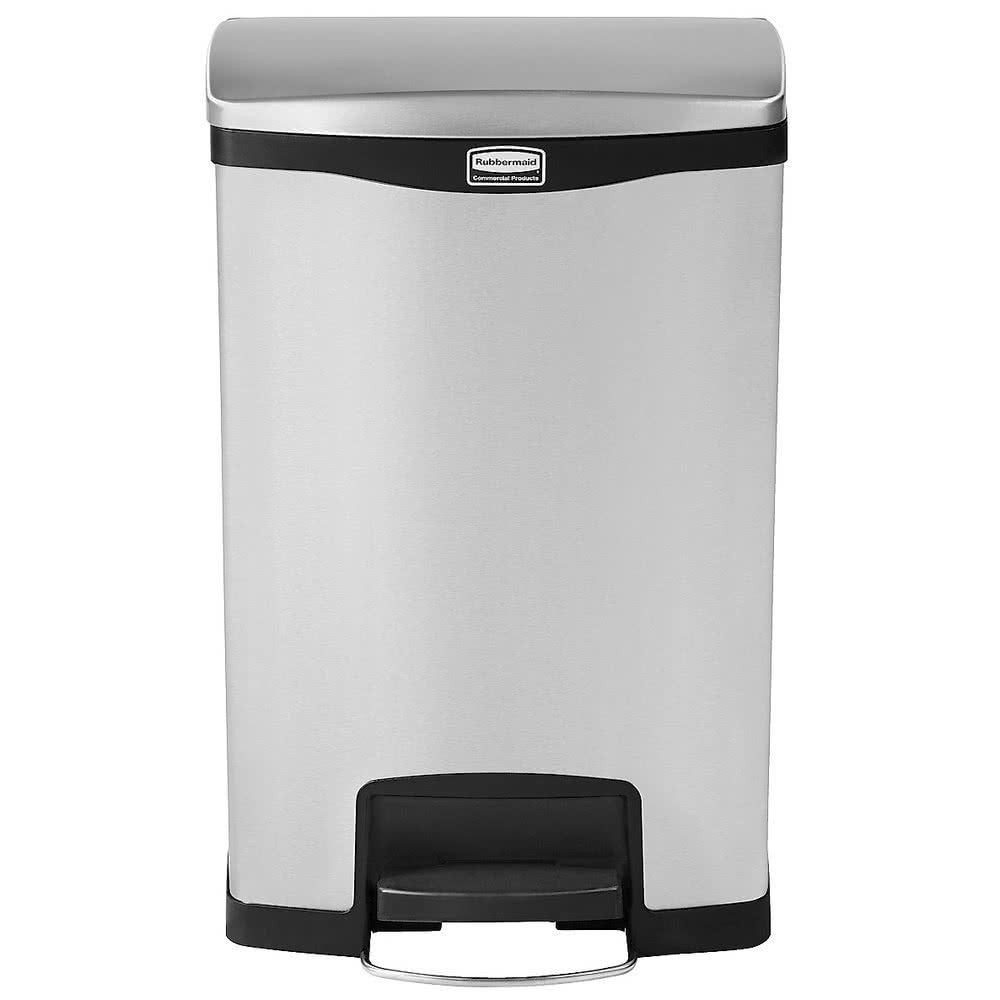 Slim Jim Stainless Steel Front Step‑On 50L - Dual Black Liner 1901992 | Hands‑Free Commercial Waste Bin
