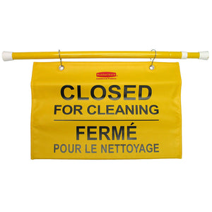 Rubbermaid Closed For Cleaning Hanging Sign - FG9S1600YEL HM014 | Bright Yellow Safety Door Sign