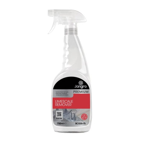 Jangro Premium Limescale Remover 750ml – cleaning product in a spray bottle.