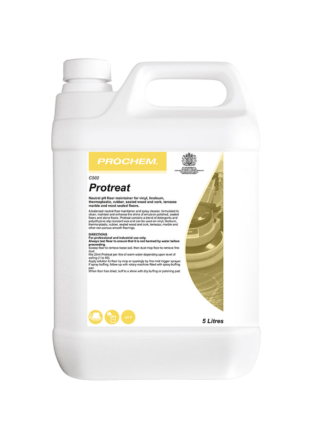 Prochem Protreat 5L C502-05 – neutral pH floor maintainer and cleaner instructions.