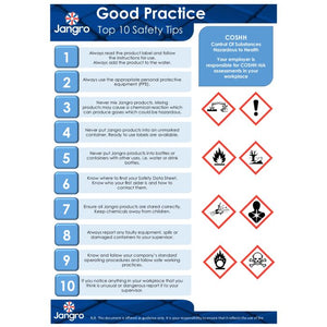 Top 10 safety tips for Jangro products, including PPE and storage guidelines.