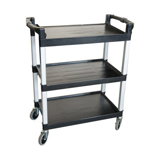 Service & Catering Cart Black - 101702 CF061 | 3‑Tier Mobile Trolley for Hospitality & Workplaces