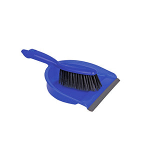 Plastic Dustpan & Brush Stiff Set Blue - HN071-B 102942 | Heavy-Duty Cleaning Tool