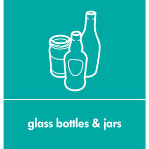 Recycling Sticker Teal - Glass 105168 | English Label