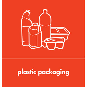 Recycling Sticker Red - Plastic 105168 | English Label