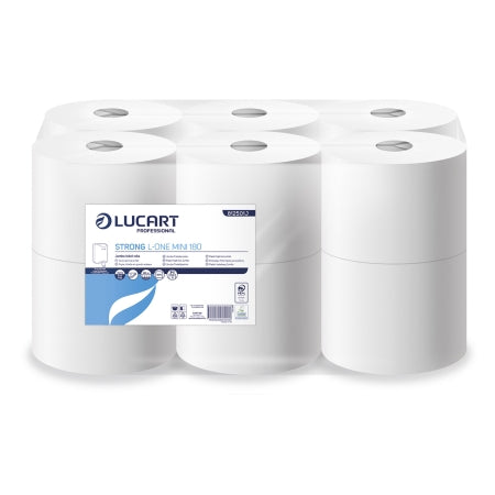 Lucart L-One Mini 180 White 2-ply C-Feed Toilet Paper packaging.