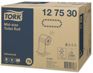 Tork Mid-Size Toilet Roll packaging – 100m, 2 Ply, advanced tissue.